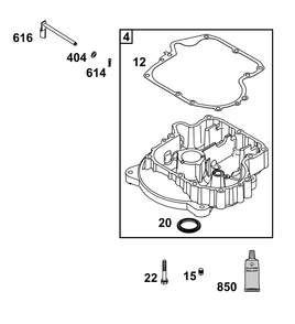Crankcase Cover/Sump Group Diagram and Parts List for 21R507-0014-H5  Briggs and Stratton Engine